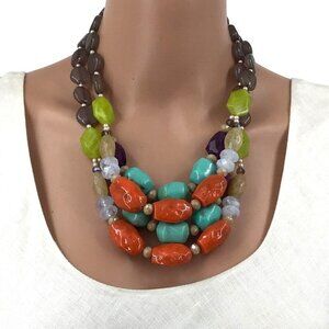 Premier Designs Spring Break Necklace Layered Set Color Beaded Strands